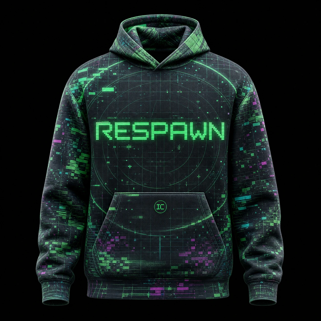 Vista frontal conceptual de hoodie RESPAWN