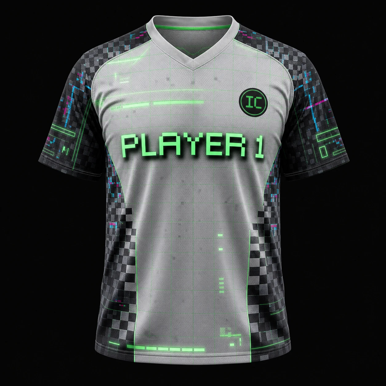 Vista frontal conceptual de jersey PLAYER 1